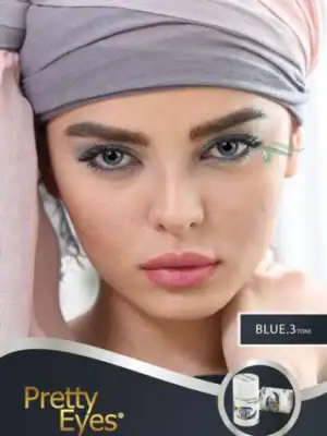 خرید لنز رنگی آبی عسلی مارشال بلو تن 3