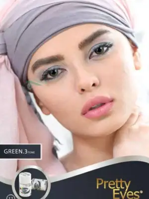 خرید لنز رنگی سبز عسلی مارشال گرین تن 3