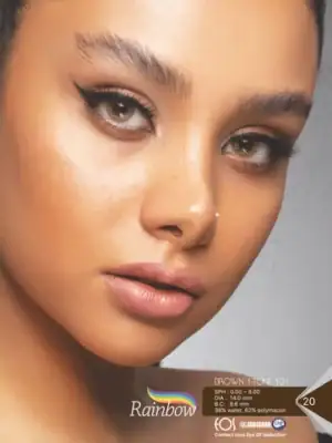 خرید لنز رنگی عسلی رینبو براون 101 تن 1