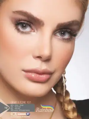 خرید لنز رنگی طوسی رینبو گری 101 تن 1
