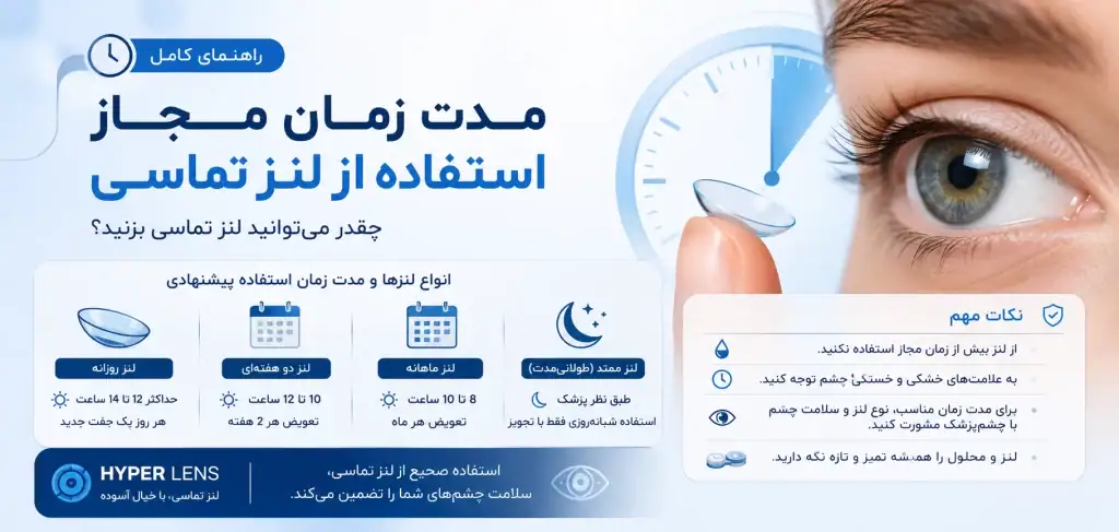 لنز را چند ساعت میتوان در چشم نگه داشت؟