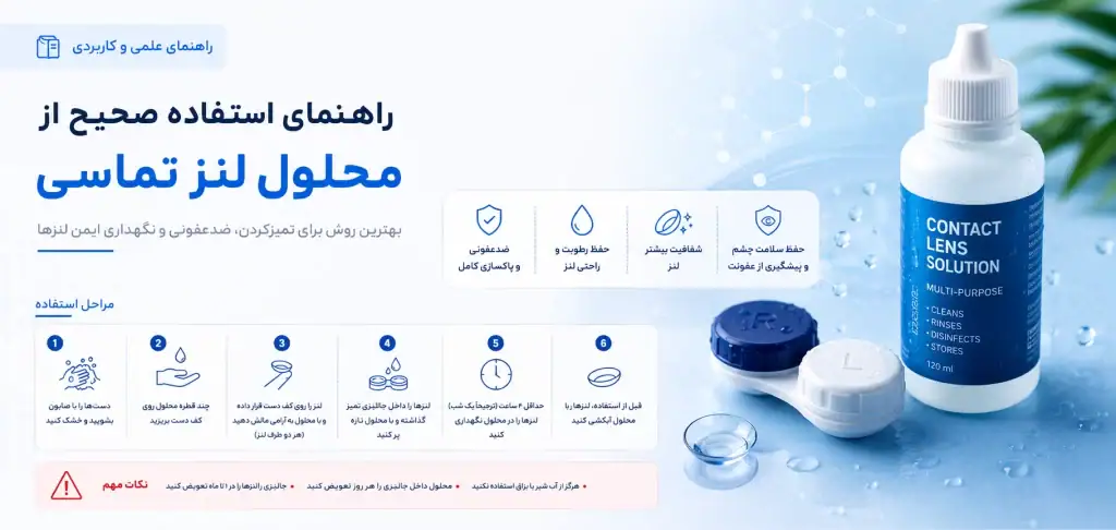 راهنمای استفاده از محلول ضد عفونی کننده لنز