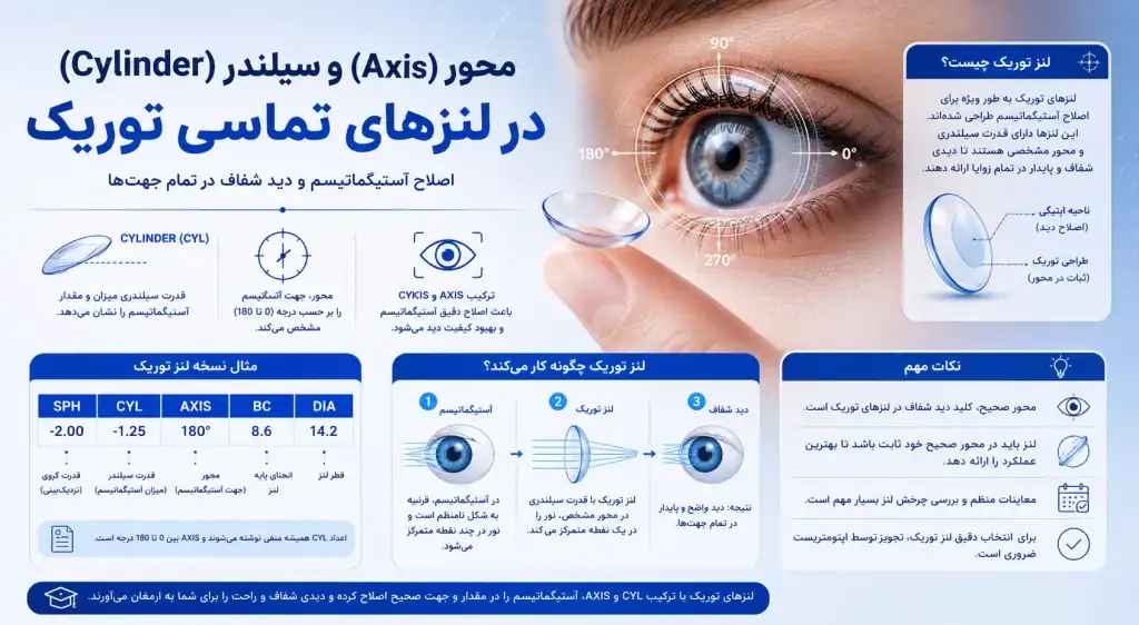 محور و سیلندر در لنز آستیگمات چیست؟